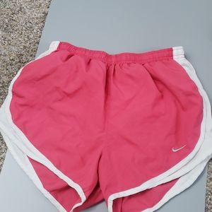 Pink & white Nike Dri-Fit running shorts